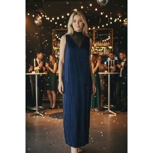 TELA Italian Elegant Evening Belluto Fluido Gown Maxi Velvet Dress W Zip 44 M 10